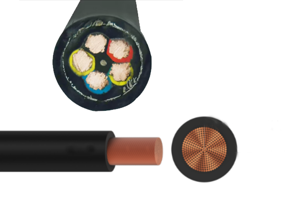 Gummiummantelte Kabel